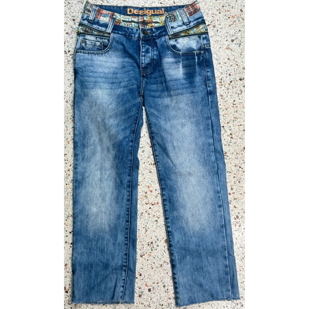 Desigual Pablos Men's Surround Zipper Waist Multi Fabric Denim Jeans Size‎ 28